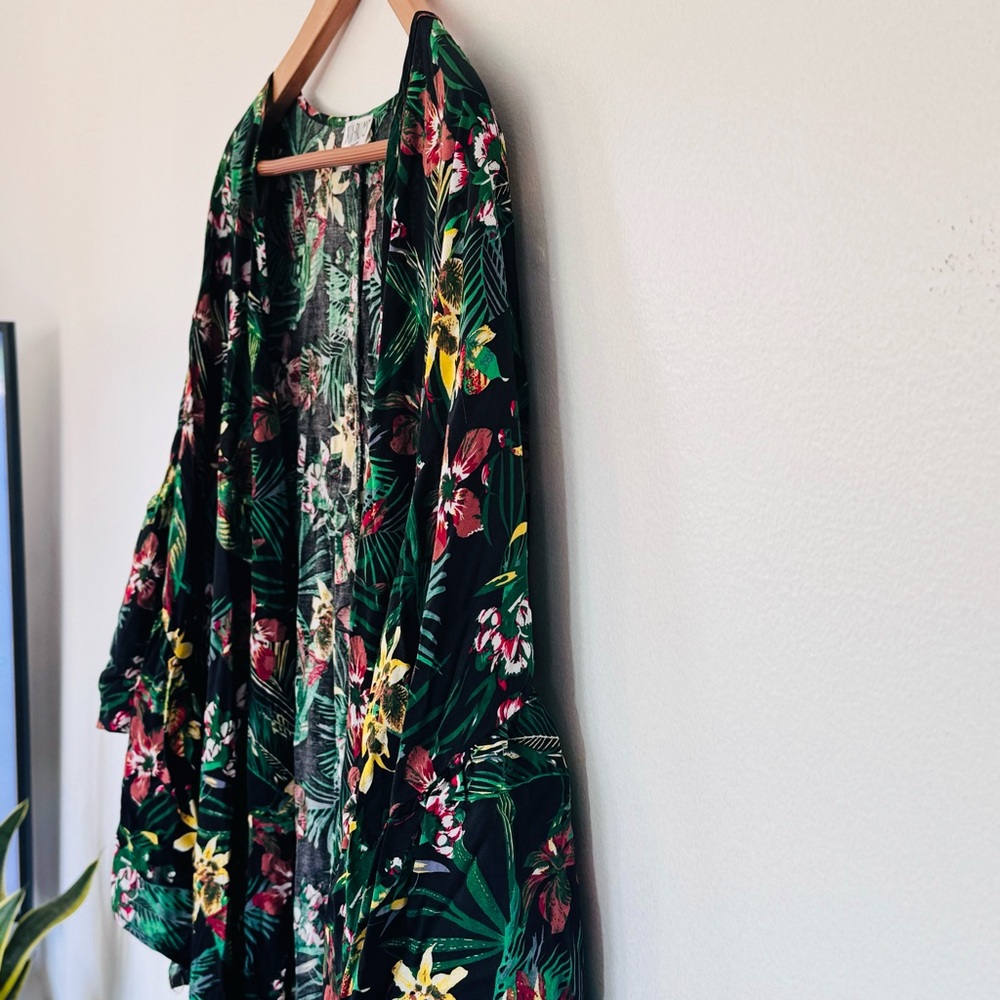 XIX Palms Hawaiian Floral Long Belted Robe Kimono Swim Cover Up Sz OS - Picture 7 of 16
